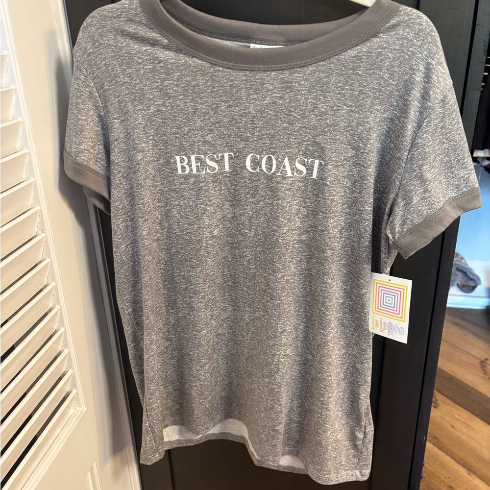 LuLaRoe Gray Cuffed Sleeve Fitted Tee